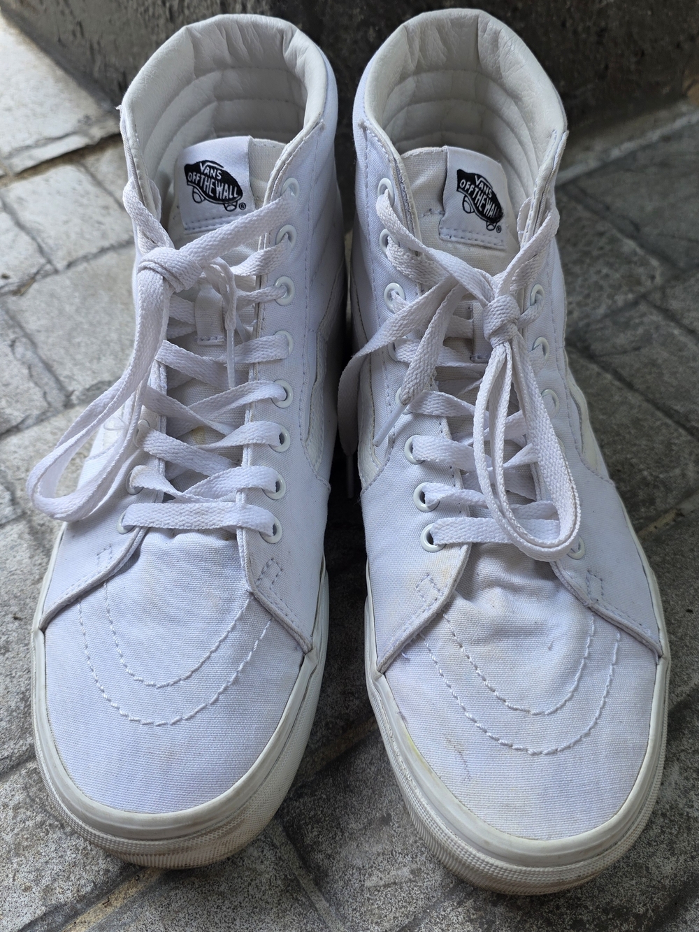 Vans Sk8-Hi Classic Canvas High-Top Sneakers in White Size 9.5 Men Size 11 Women